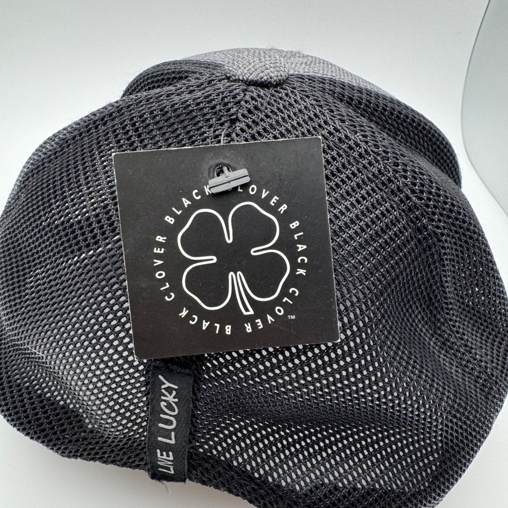 Black Clover Hat Live Lucky Charcoal Black Band of Brothers ADJ Mesh Trucker Cap - Picture 9 of 13
